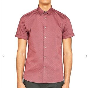 Ted Baker Franko Print Textured Short Sleeve Shirt 6 XL